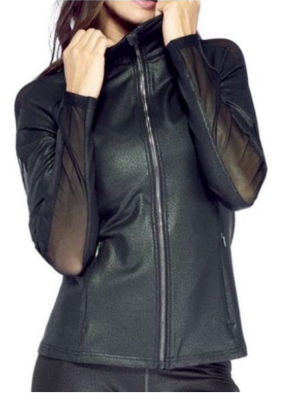 Electric Yoga Black Mesh-Panel Zip Athletic Jacket